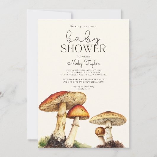  paddenstoel botanisch Baby shower Kaart (Voorkant)