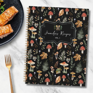 Paddenstoel Botanisch Patroon Familie Receptenboek Notitieboek