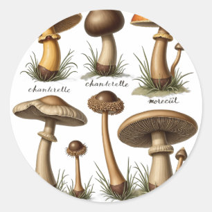 Paddenstoel Botanisch Ronde Sticker