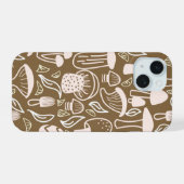 Paddenstoel Bruin iPhone 15 Case (Achterkant horizontaal)