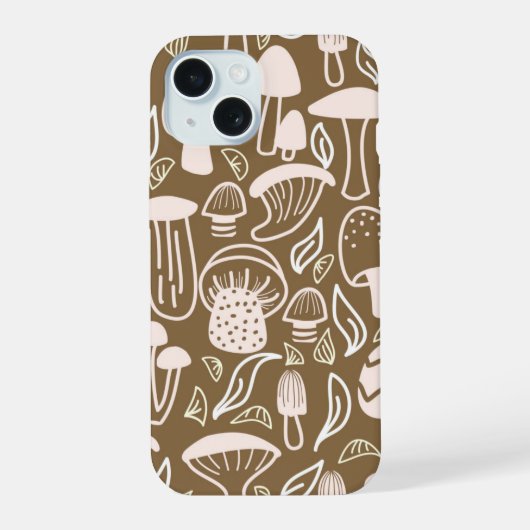 Paddenstoel Bruin iPhone 15 Case (Achterkant)