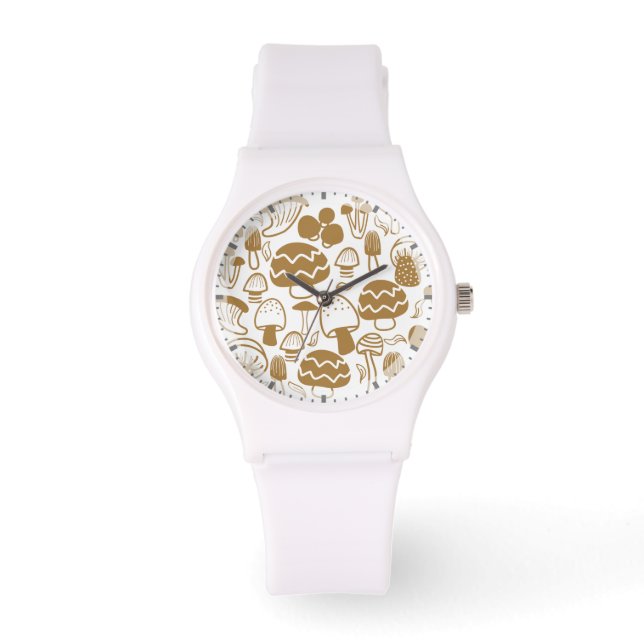 paddenstoel Bruin wit Horloge (Voorkant)
