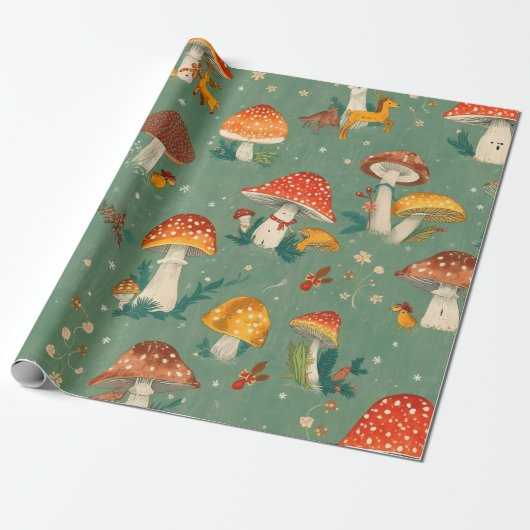 Paddenstoel Cadeaupapier (Uitgerold)