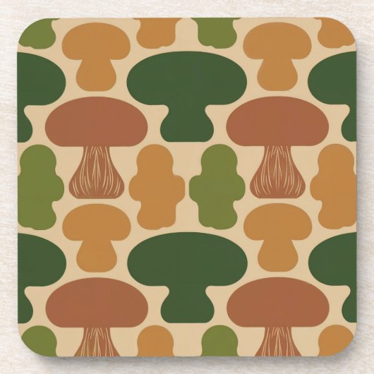 Paddenstoel Camo Beige Plastic Onderzetter Set (Voorkant)