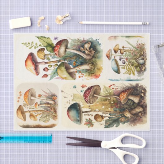  paddenstoel Collage Tissuepapier (Craft)