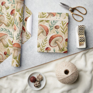 Paddenstoel Cottagecore Bos Geschenkverpakking Cadeaupapier