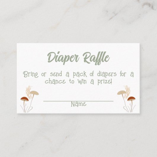 Paddenstoel DIAPER RAFFLE GAME Plaatskaartje (Voorkant)