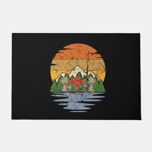 Paddenstoel die Retro schoppen Deurmat (Voorkant)