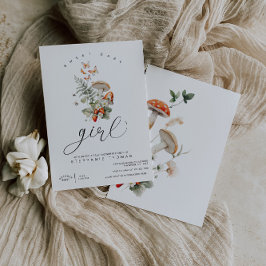 Paddenstoel en aardbeien Baby shower Kaart