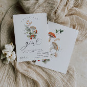 Paddenstoel en aardbeien Baby shower Kaart