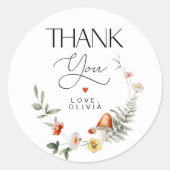 Paddenstoel en aardbeien Baby shower of Verjaardag Ronde Sticker (Voorkant)