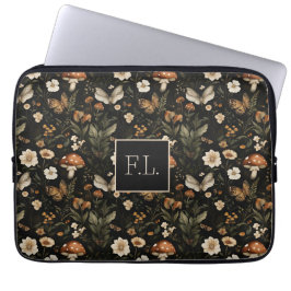 Paddenstoel en bloemen Cottagecore patroon met naa Laptop Sleeve