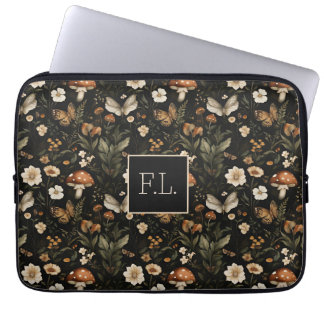 Paddenstoel en bloemen Cottagecore patroon met naa Laptop Sleeve