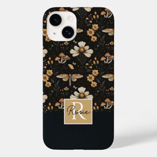 Paddenstoel en bloemen patroon met naam Case-Mate iPhone case (Achterkant)