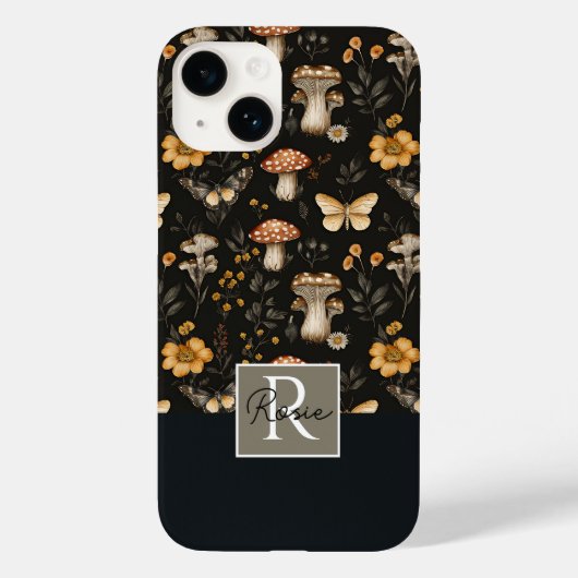 Paddenstoel en bloemen patroon met naam Case-Mate iPhone case (Achterkant)