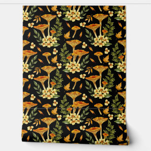 paddenstoel en bloemenbehang - Retro Botani Behang