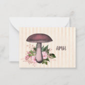   paddenstoel en Floral Monogram Notitiekaartje (Voorkant)