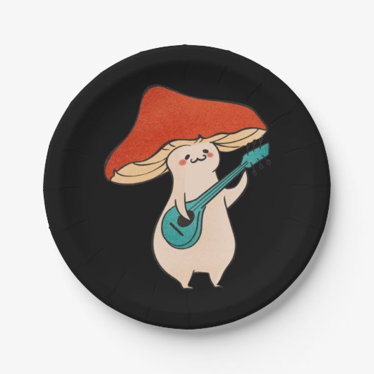 paddenstoel en muziek papieren bordje (Voorkant)