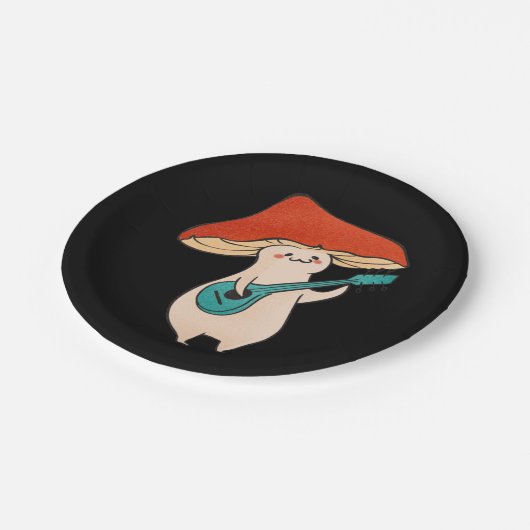 paddenstoel en muziek papieren bordje (Gekanteld)