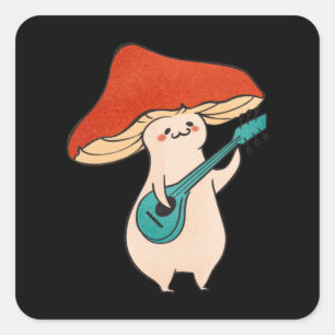 paddenstoel en muziek vierkante sticker