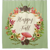 Paddenstoel en zonnebloemen met aanpasbare tekst douchegordijn (Voorkant)