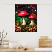 Paddenstoel Enchanted Forest Fantasy Sparkle Poster (Keuken)