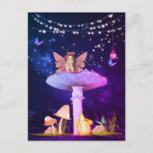 Paddenstoel Fantasie Fee Magisch Paars Briefkaart (Voorkant)