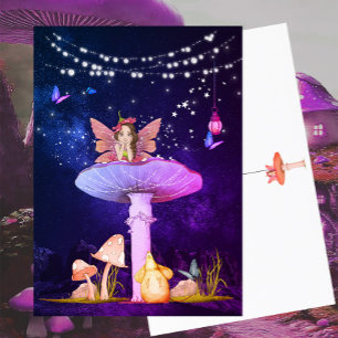 Paddenstoel Fantasie Fee Magisch Paars Briefkaart