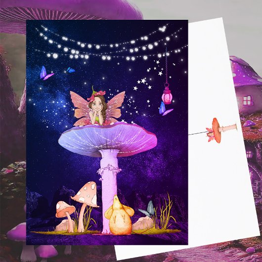 Paddenstoel Fantasie Fee Magisch Paars Briefkaart