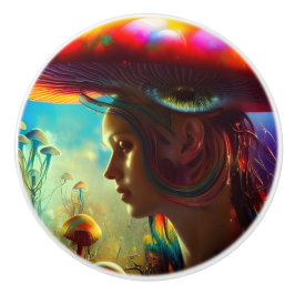 Paddenstoel Fantasieën AI Generated Art Keramische Knop