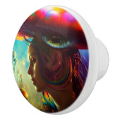 Paddenstoel Fantasieën AI Generated Art Keramische Knop (Rechts)