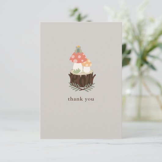 Paddenstoel flat bedankt kaart (Staand voorkant)