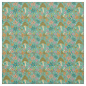 Paddenstoel Floral Mint Pattern Retro Stof (Swatch)