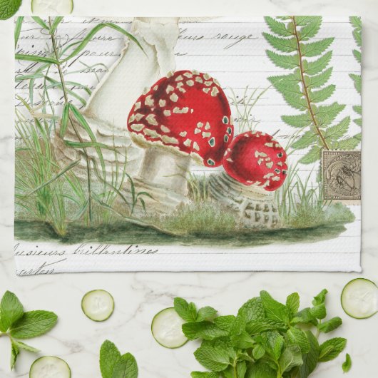 paddenstoel Frans keukenhanddoek voor Manuscript (Gevouwen)