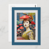 paddenstoel Geisha Surreal Fantasy Art Briefkaart (Voorkant / Achterkant)