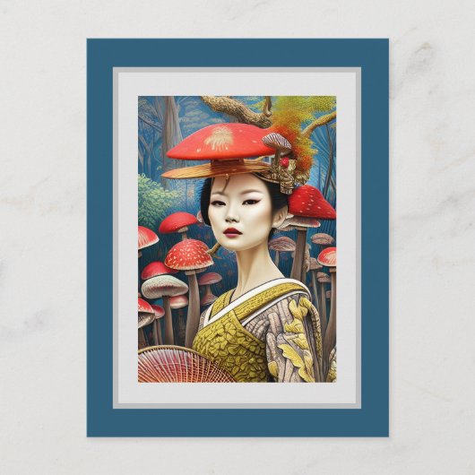 paddenstoel Geisha Surreal Fantasy Art Briefkaart (Voorkant)
