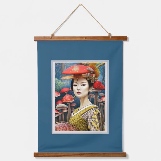paddenstoel Geisha Surreal Fantasy Art Hangend Wandkleed (Voorkant)
