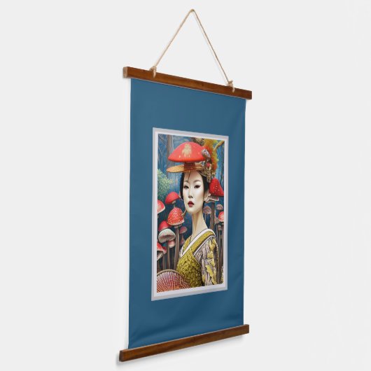 paddenstoel Geisha Surreal Fantasy Art Hangend Wandkleed (Gebogen)