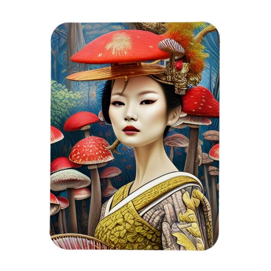 paddenstoel Geisha Surreal Fantasy Art Magneet (Verticaal)