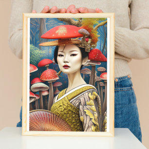 paddenstoel Geisha Surreal Fantasy Art Poster
