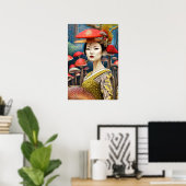 paddenstoel Geisha Surreal Fantasy Art Poster (Thuiskantoor)