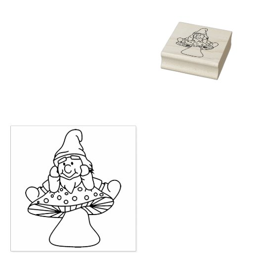 paddenstoel Gnome Rubberstempel (Gestempeld)