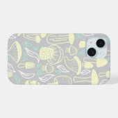 Paddenstoel Grijs Crème iPhone 15 Case (Achterkant horizontaal)