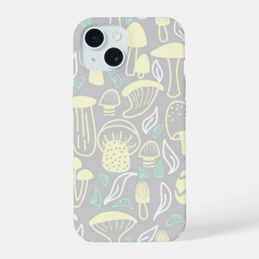 Paddenstoel Grijs Crème iPhone 15 Case (Achterkant)