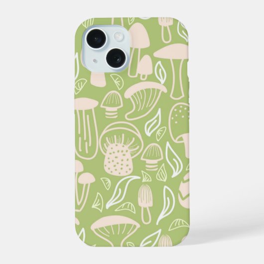 paddenstoel groen iPhone 15 case (Achterkant)