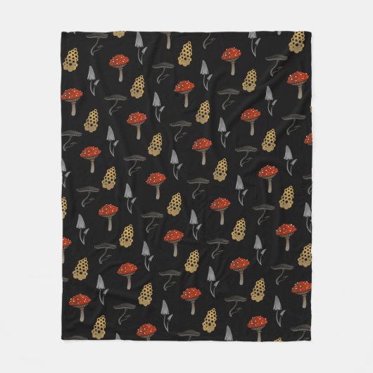 Paddenstoel Harvest Blanket - Fleece Black (Voorkant)