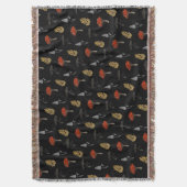 Paddenstoel Harvest Throw Blanket - zwart Deken (Voorkant Verticaal)