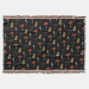 Paddenstoel Harvest Throw Blanket - zwart Deken