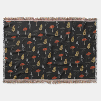Paddenstoel Harvest Throw Blanket - zwart Deken