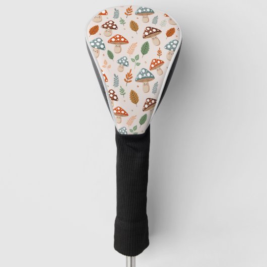 Paddenstoel, herfstloof, natuurpatroon golfheadcover (Voorkant)